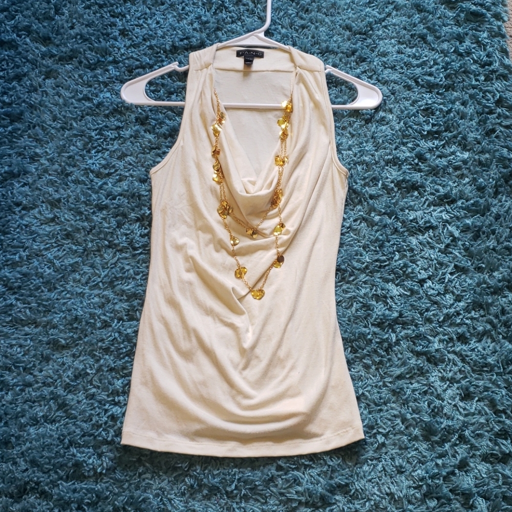 Fang Size S Cream Sleeveless Necklace Top Shirt